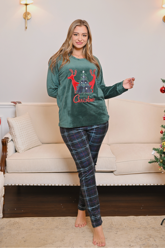 Festive Forest Pajama Set - Green